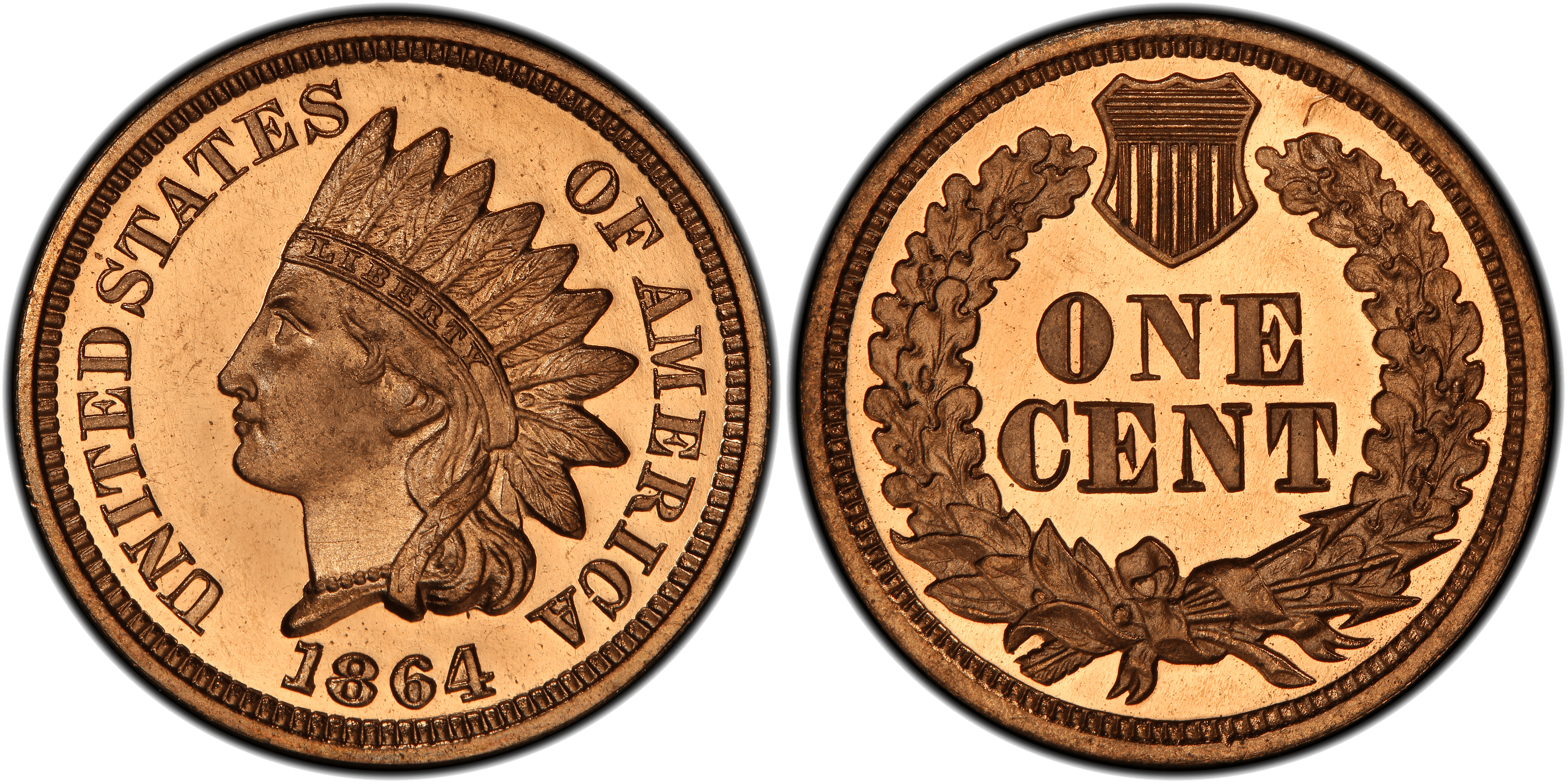 1864 Indian Head Cent - Proof L on Ribbon