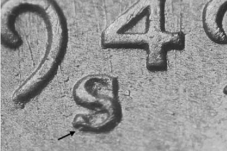 1949-S Repunched Mintmark WRPM-042