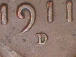 1911-D Repunched Mintmark RPM-001