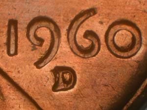 1960 (D) Cent Repunched Mint Mark error coin