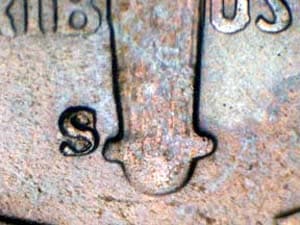 1951-S Repunched Mintmark RPM-005