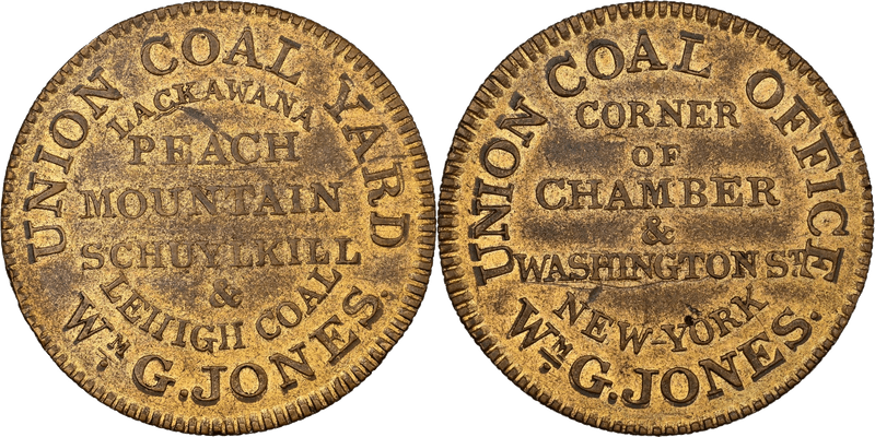 (1836-7) Brass Token HT-285A, William G. Jones NY