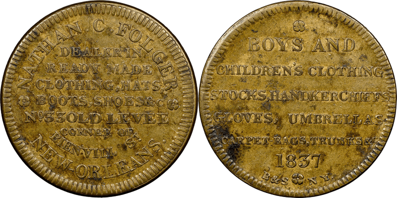 (1837) Token HT-117, New Orleans, Nathan C. Folger LA