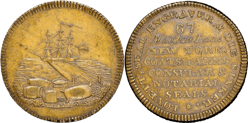 (1838-39) Brass Token HT-288, Lovett, Seal Engravers NY