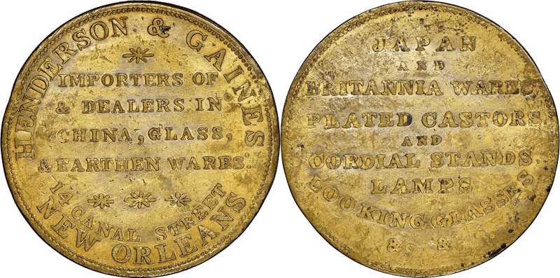 (1838-42) Token HT-119, N. Orleans Henderson & Gaines LA
