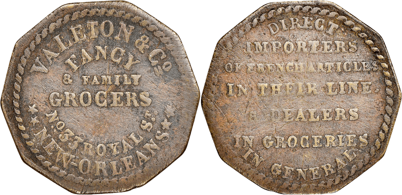 (1842-43) Token HT-127, N. Orleans, Valeton & Co. LA