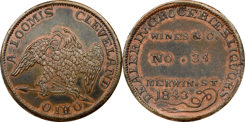 (1843) Copper Token HT-377, A. Loomis OH