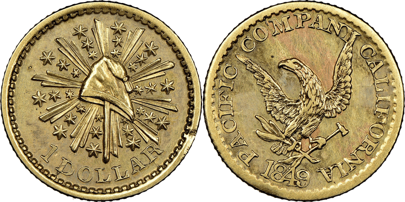 1849 Pacific Company One Dollar Gold Piece
