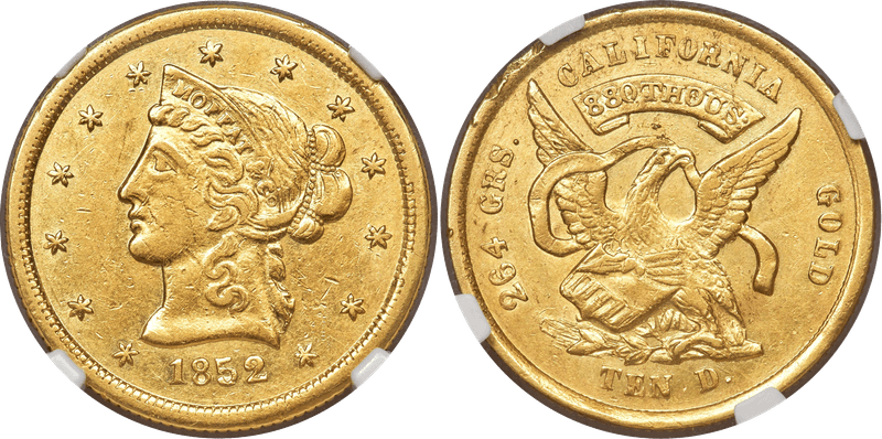 1852 Wass Molitor, Close Dt Gold Eagle
