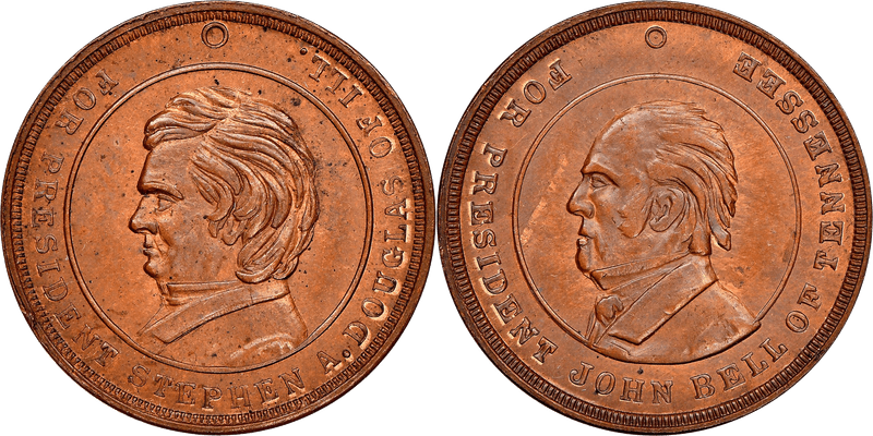 (1860) Civil War Patriotic Token F-509/510Ab, John Bell-Presidents House