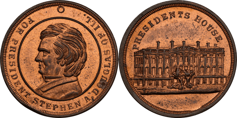 (1860) Civil War Patriotic Token F-510/510Aa, Holed Stephen A. Douglas