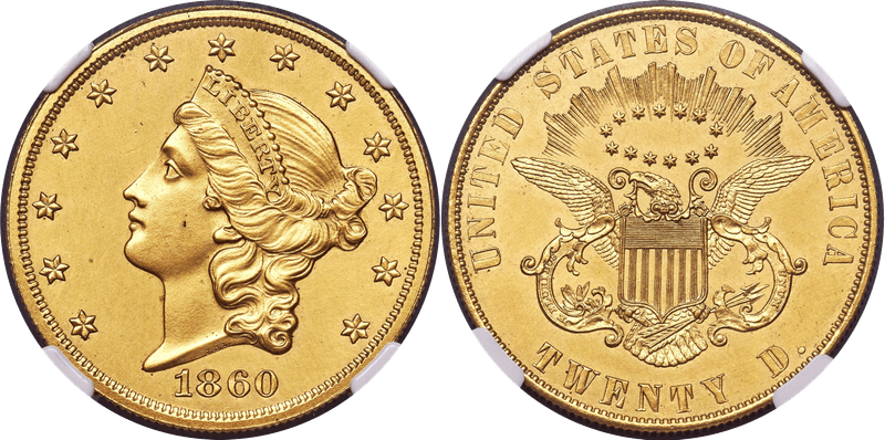 1860 Proof Double Eagle Pattern - J-273, Gilt