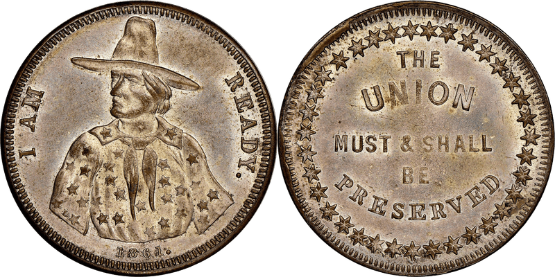 (1861) Civil War Patriotic Token F-147/227b, I Am Ready