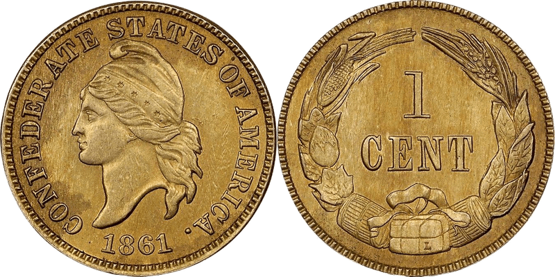 1861 Proof Confederate States Cent - CSA Original, B-8005