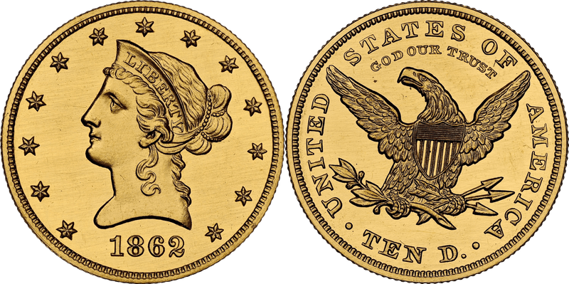1862 Proof Eagle Pattern - J-298, Gilt
