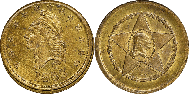 (1863) Civil War Patriotic Token F-1/105b, Liberty-Washington