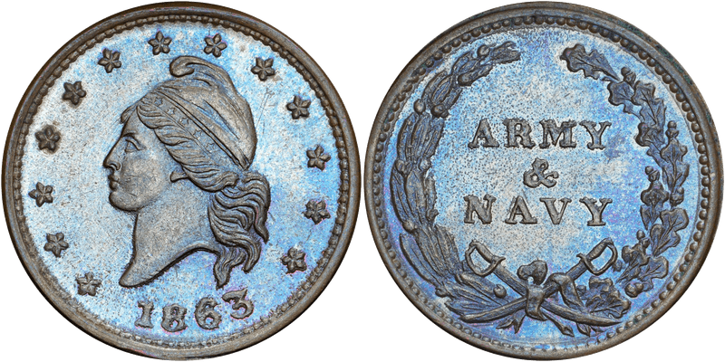 (1863) Civil War Patriotic Token F-12/297a, Army & Navy