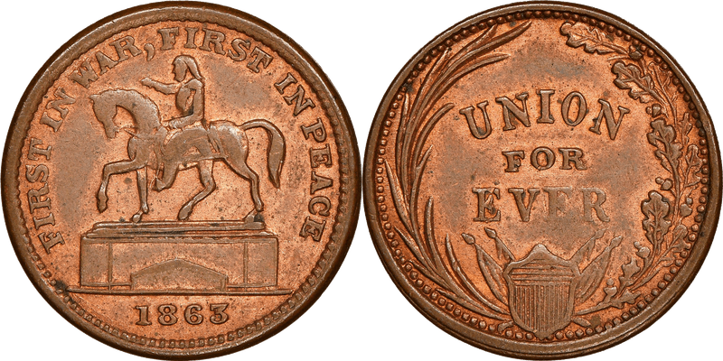 (1863) Civil War Patriotic Token F-176/271a, First in War, First in Peace