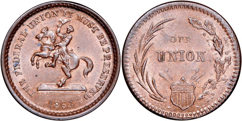 (1863) Civil War Patriotic Token F-178/267a, Our Union