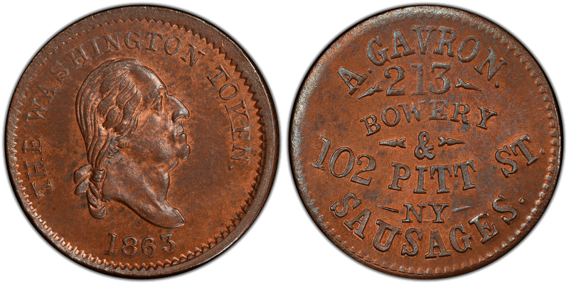(1863) Civil War Store Card F-630AB-2a, A. Gavron. NY