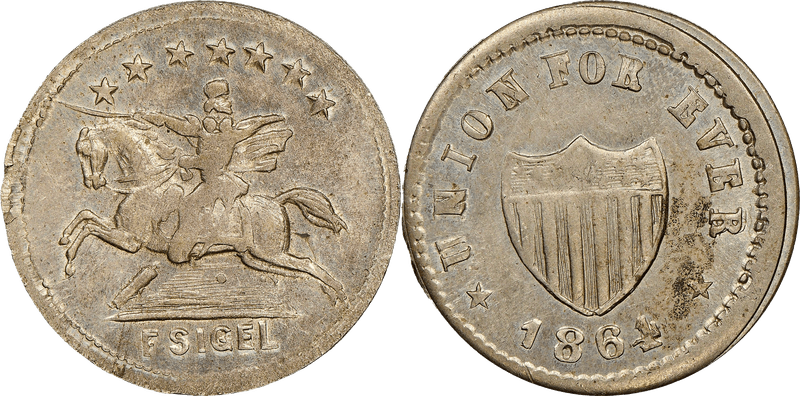 (1864) Civil War Patriotic Token F-181/343j, Union For Ever