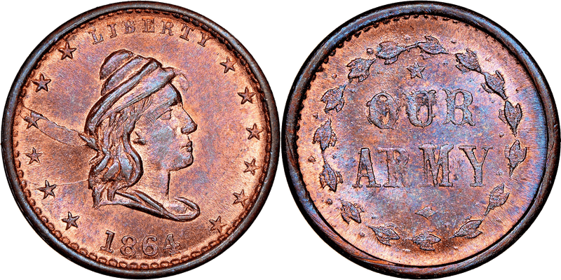 (1864) Civil War Patriotic Token F-47/332a, Our Army