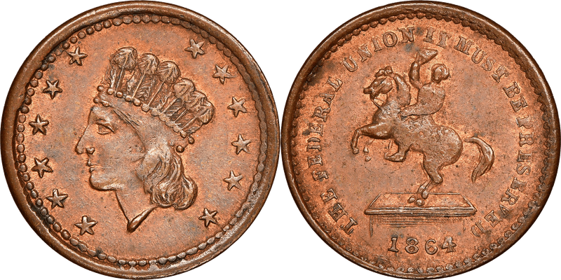 (1864) Civil War Patriotic Token F-54/179a, Union Preserved