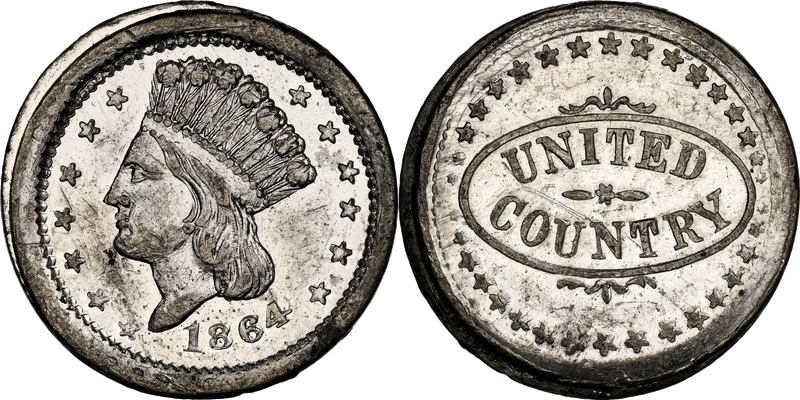 (1864) Civil War Patriotic Token F-56/436e, United Country