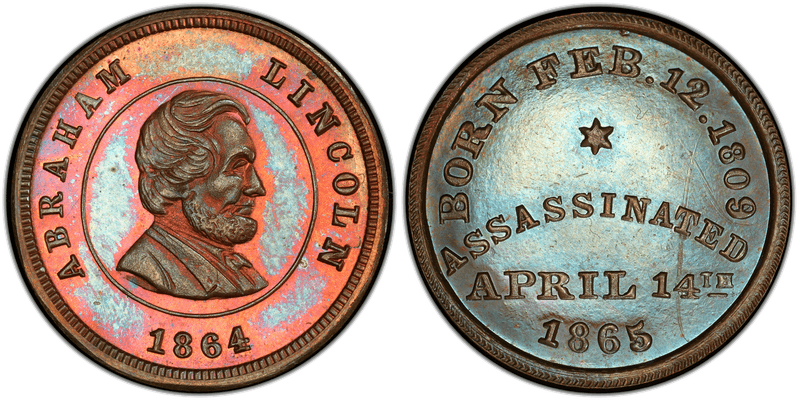 (1864) Copper Civil War Store Card F-131A, /K-277a Mule Lincoln-4 Line Rev.