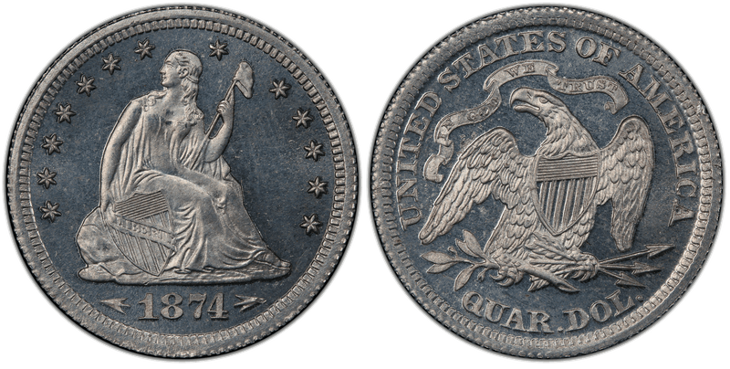 1874 Proof Quarter Pattern - J-1360