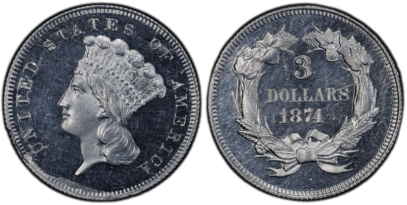 1874 Proof Three Dollar Pattern - J-1370