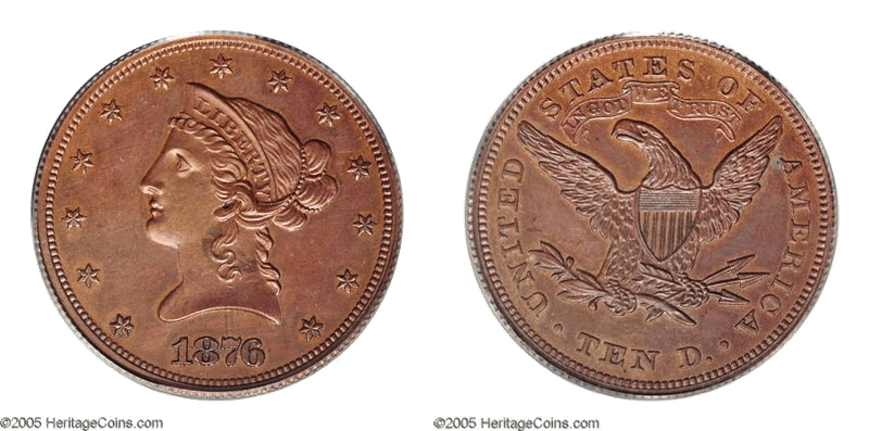 1876 Proof Eagle Pattern - J-1486, Gilt