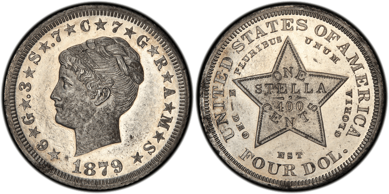 1879 Proof Four Dollar Pattern - J-1641, Stella Coiled Hair