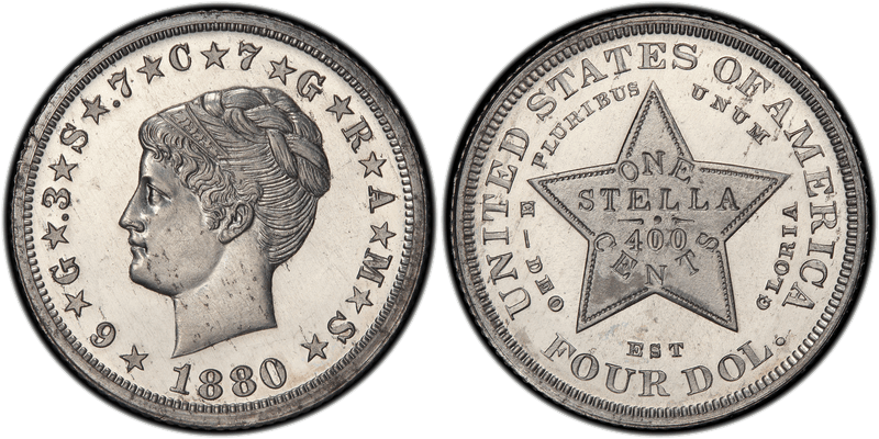 1880 Proof Four Dollar Pattern - J-1662, Stella