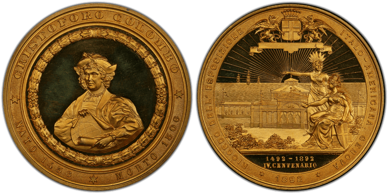 1892 Medal Eglit-273 Gilt Bronze World's Columbian Expo