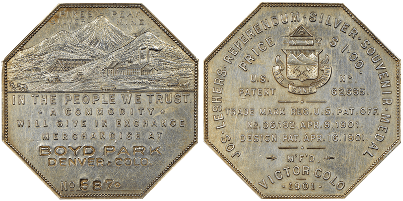 1901 Silver HK-796 Lesher Dollar Boyd Park-Imprint Type
