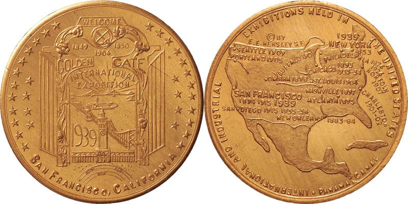 1939 Gilt Bronze So-Called Dollar HK-478, Golden Gate International Expo.
