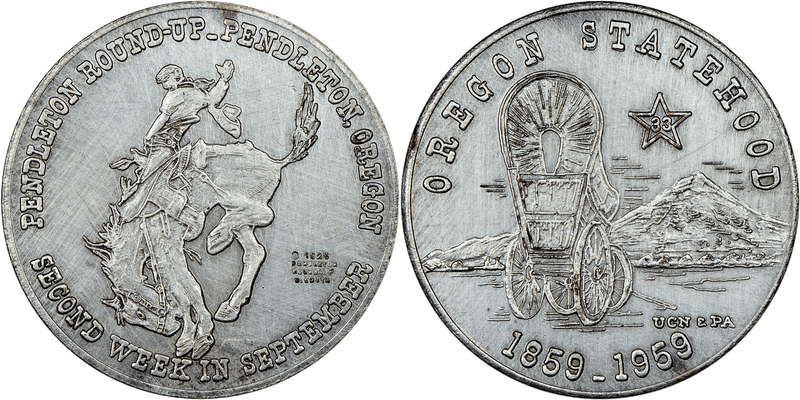 1959 HK-567, Antiqued Oregon Statehood Centennial Dollar