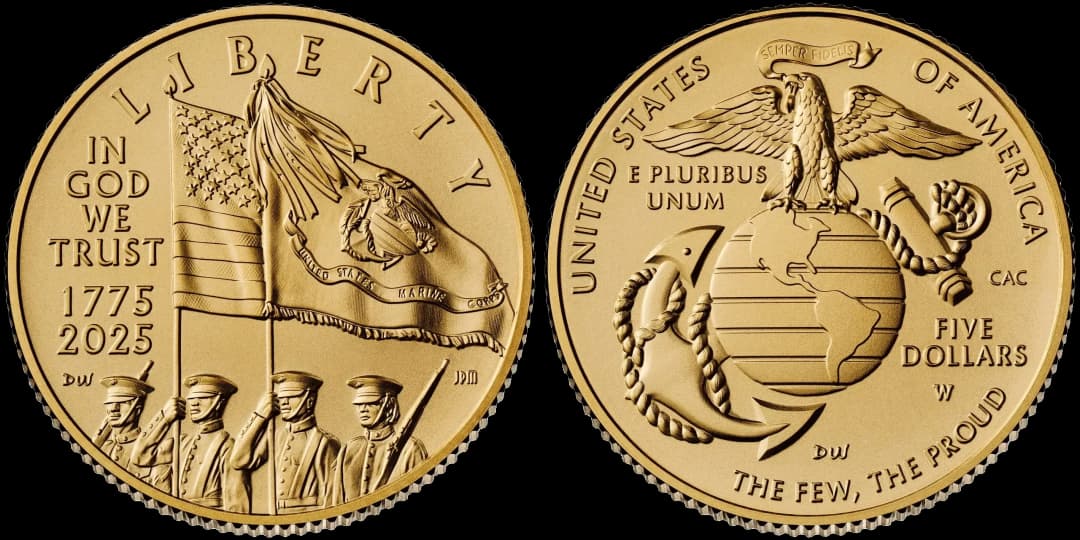 2025 (W) United States Marine Corps 250th Anniversary Commemorative Five Dollar Gold