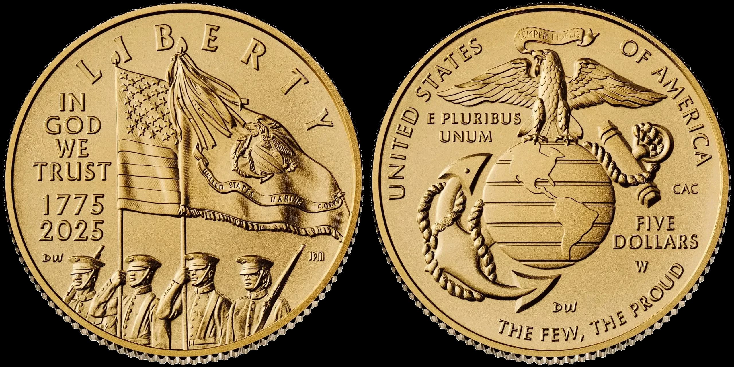 2025 (W) United States Marine Corps 250th Anniversary Commemorative Five Dollar Gold