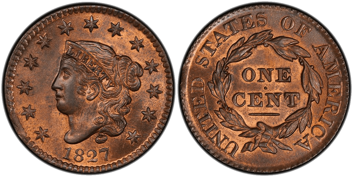 1827 Matron Head Coronet Head Cent
