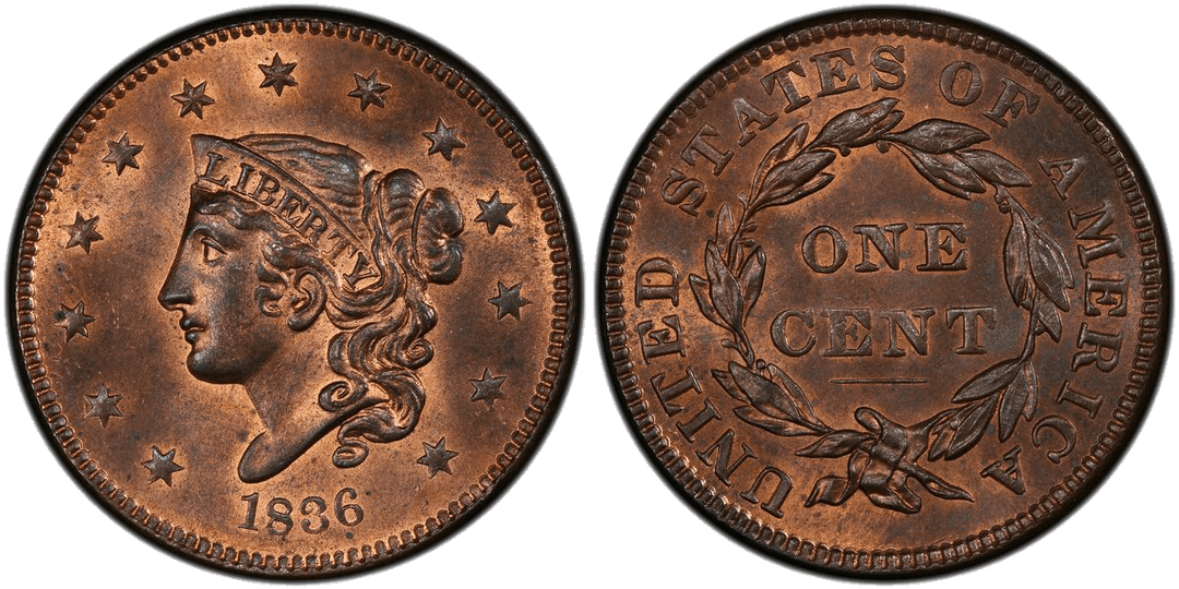 1836 Modified Matron Head Coronet Head Cent Base