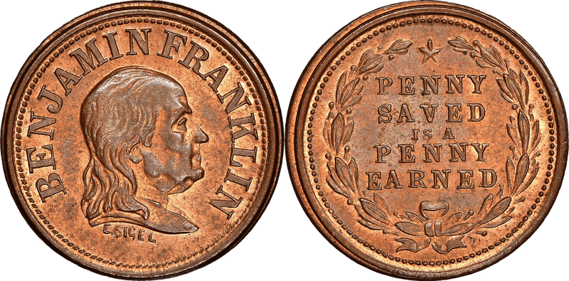 (No Date) Civil War Patriotic Token F-151/430a, Penny Saved
