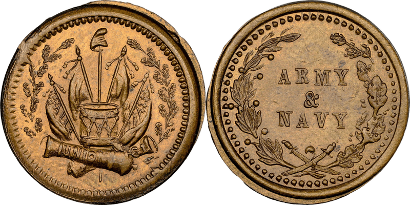 (No Date) Civil War Patriotic Token F-299/350b, Army & Navy